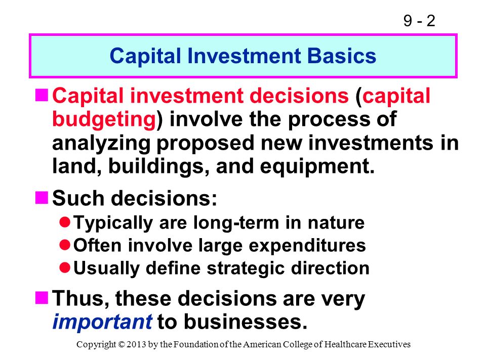 capital investment requirements definition